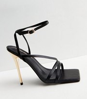 Public Desire Black 2 Part Stiletto Heel Sandals